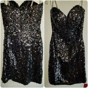 Black sequin cocktail dress